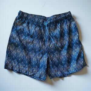 LANDS END Men Swimtrunks Size Large Blue Seahorses